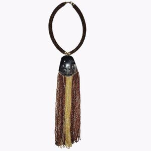 African Inspired Tribal Seed Beaded Bib Collar Necklace Fashion Jewelry Women